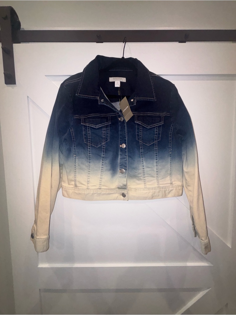 Chico's Ombre Denim Jacket in Navy to Cream Chico’s size 2